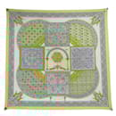 FOULARD HERMES CIEL BYZANTIN JULIA ABADIE CARRE 90 SOIE BROCHEE SILK SCARF - Hermès