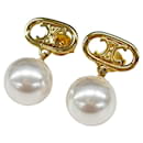 Celine Gold Drop Earrings with Faux Pearls - Céline