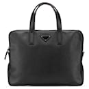 PRADA Saffiano Leather Briefcase Key Detail 2way Business Bag Black 2VE368 - Prada