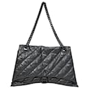 Balenciaga Large Crush Quilted Shoulder Bag in Black Leather