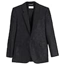 Saint Laurent Floral Jacquard Single-Breasted Blazer In Black Wool