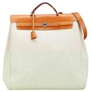 Hermes Toile Ash+Leather Herbag MM 2way Bag Beige Brown Stamp F (2002) - Hermès