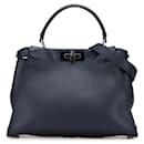 FENDI Leather Peekaboo Medium Selaria 2way Bag Blue 8BN290 - Fendi