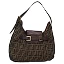 FENDI Zucca Canvas Shoulder Bag Black Brown Auth BD1699 - Fendi