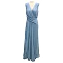 Talbot Runhof Sky Blue Metallic Sleeveless Gown / Formal Dress - Autre Marque