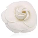 Vintage White Fabric Flower Brooch Pin Camelia Camellia - Chanel
