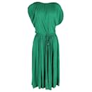  Michael Kors Tie Waist Midi Dress in Green Cotton