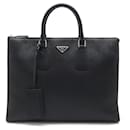 Prada Saffiano Triangle Logo Briefcase 2VG039