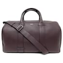 NINE DIOR MEN'S TRAVEL HAND BAG 45 PRUNE GRAINED LEATHER - Christian Dior