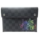 NINE LOUIS VUITTON ALPHA PM N40296 ABLOH IN GRAPHITE CHECKERED CLUTCH - Louis Vuitton