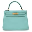 Hermes Kelly 28 Handbag in Blue Atoll - Hermès