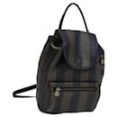 FENDI Pecan Canvas Backpack PVC Black Brown gold Auth 116694 - Fendi