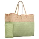 FENDI Zucchino Canvas Tote Bag Pink Gold Auth BD850 - Fendi