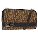 Christian Dior Trotter Canvas Shoulder Bag Brown Gold Auth ep8530