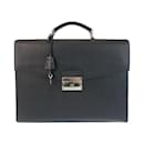 Prada Saffiano Black Leather Briefcase