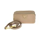 Prada Saffiano Triangle Logo Plate Shoulder Bag