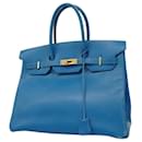 Hermes Birkin 35 Handbag in Cushvel Blue - Hermès