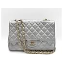 Classic Double Flap Jumbo Matelassè Lambskin Leather Flap Bag Metallic Silver - Chanel