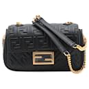 Sac à chaîne en cuir nappa noir Baguette Midi - Fendi