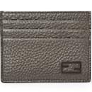 Fendi Metallic Gray Leather Card Case
