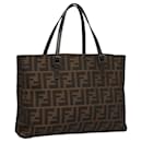 FENDI Zucca Canvas Hand Bag Black Brown Auth 117139AM - Fendi