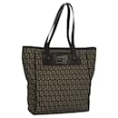 FENDI Zucchino Canvas Tote Bag Brown Silver Auth mr1240 - Fendi