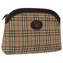 Burberrys Nova Check Clutch Bag Canvas Beige Silver Auth 116056 - Autre Marque