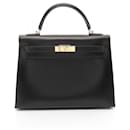 Hermes Box Calf Kelly 32 2way Bag Black Stamp F (2002) - Hermès