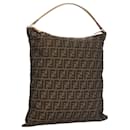 FENDI Zucca Canvas Shoulder Bag Black Brown Auth MX072 - Fendi