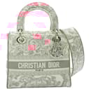 Dior Lady D-Lite Medium Canvas Handbag Pink/White - Christian Dior