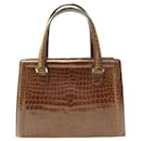 VINTAGE HERMES PULLMAN 26 BROWN CROCODILE LEATHER HAND BAG - Hermès
