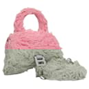 BALENCIAGA Hour Glass Hand Bag Wool 2way Pink Auth KD374 - Balenciaga
