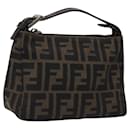 FENDI Zucca Canvas Hand Bag Brown Black Auth KD369 - Fendi