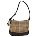BURBERRY Nova Check Shoulder Bag Canvas Beige Brown gold Auth 116812 - Burberry