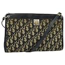 Christian Dior Trotter Canvas Shoulder Bag Navy Gold Auth BD1501