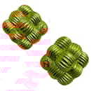 Fendi Vintage Gold Plated Basketweave Earrings