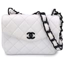 Vintage White Quilted Leather Mini Kelly Shoulder Bag - Chanel