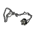 Authentic Alexander McQueen Rare Silver Plated Double Swarovski Skulls Necklace - Alexander Mcqueen