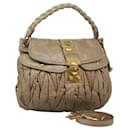 Miu Miu Hand Bag Leather 2way Beige Gold Auth MX160