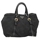 PRADA Hand Bag Nylon Black Gold Auth ar13386 - Prada