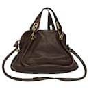 Chloe Paraty Hand Bag Leather 2way Brown Gold Auth 117959 - Chloé