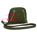 CELINE Chain Shoulder Bag Leather Red Gold Auth 118372 - Céline