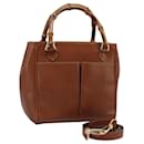 GUCCI Bamboo Hand Bag Leather 2way Brown Gold 000 122 0316 Auth 117536 - Gucci