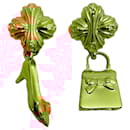 Fendi Vintage Gold Plated High Heel / Handbag Earrings