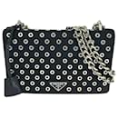 Prada Tessuto Triangle Logo Plate Grommet Chain Shoulder Bag 1BD010