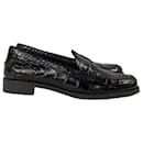 Tod's Croc-Embossed Loafers in Black Leather