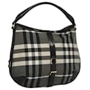 BURBERRY Nova Check Shoulder Bag Nylon Black Gold Auth 117888 - Burberry