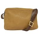 LOEWE Anagram Shoulder Bag Leather Beige Brown gold Auth 117575 - Loewe