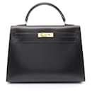 Hermes Box Calf Kelly Handbag Black 2way Stamp A (1971) - Hermès