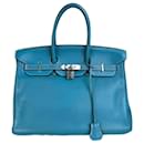 Sac Hermès Birkin 35 bleu togo